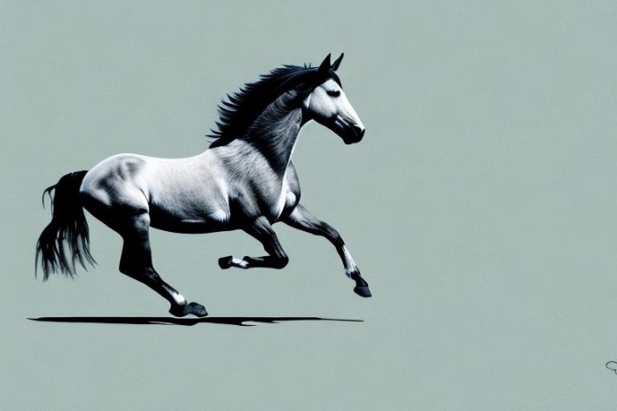 A mustang horse galloping through a landscape in colesberg