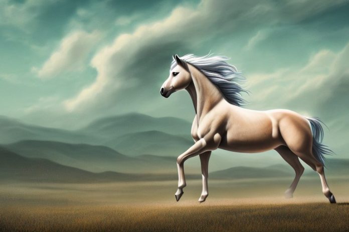 A mustang horse in a rural landscape