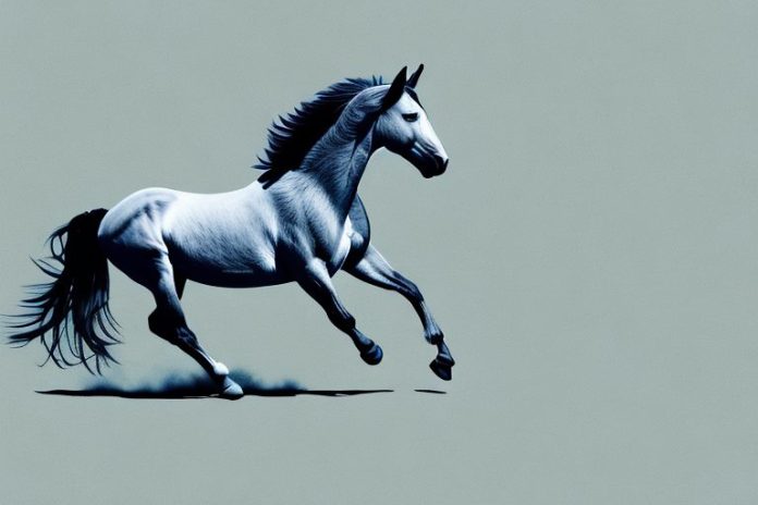 A beautiful mustang horse galloping through the western cape landscape