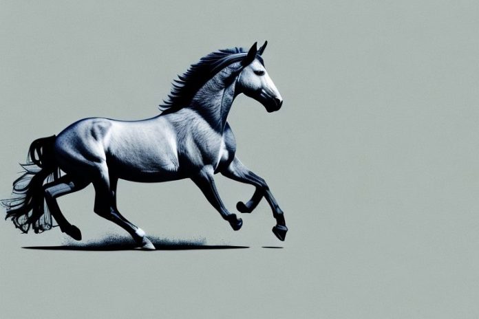 A majestic mustang horse galloping through a picturesque landscape in stellenbosch
