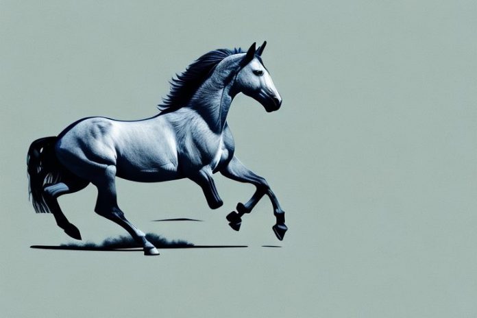 A majestic mustang horse galloping through the paarl countryside