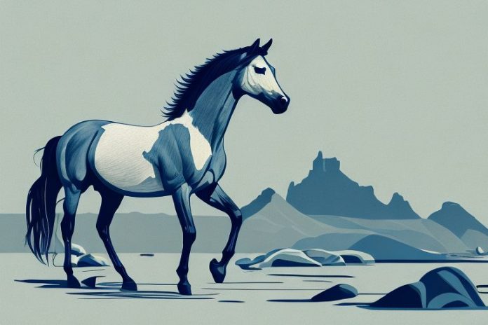 A mustang horse in the landscape of simon's town