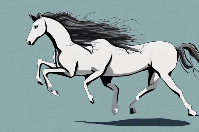 A mustang horse galloping through the hermanus landscape