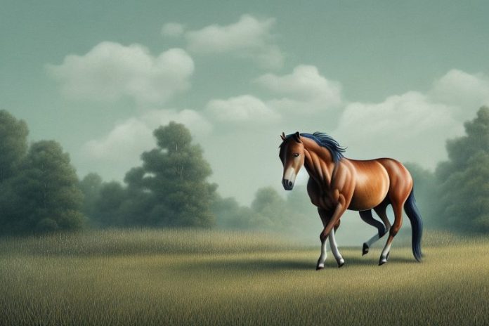 A brumby horse in a rural setting