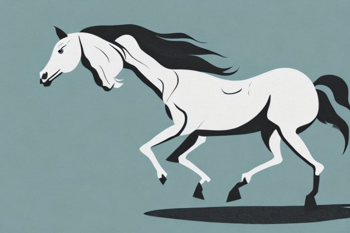 A brumby horse galloping through the umhlanga landscape
