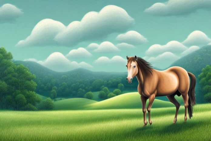 A brumby horse in a rural landscape