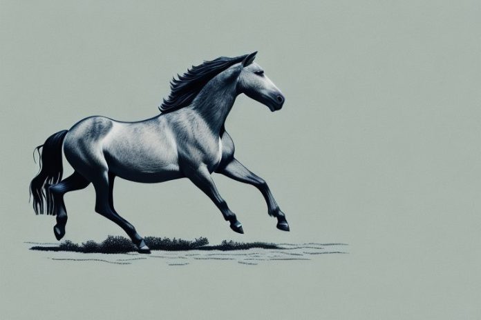 A brumby horse galloping through the countryside of aliwal north