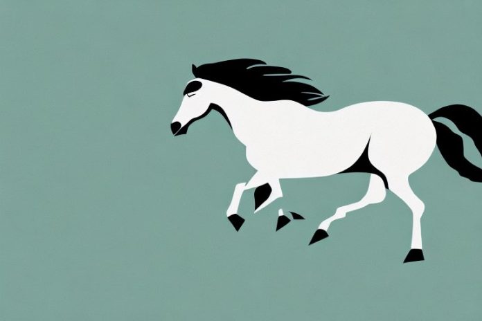 A wild brumby horse running through the virginia countryside