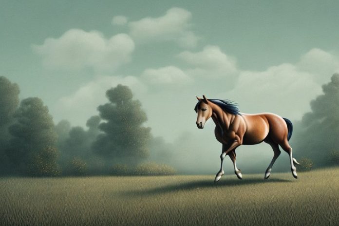 A brumby horse in a rural landscape