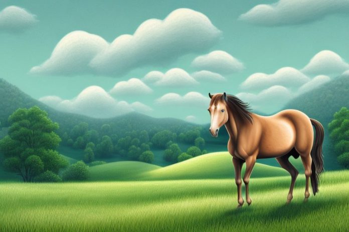 A brumby horse in a rural landscape