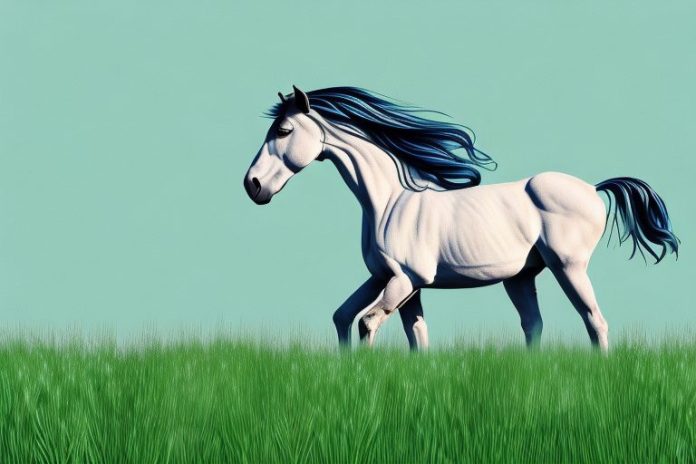 A brumby horse in a grassy field in midrand