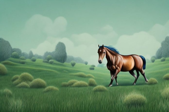 A brumby horse in a natural landscape