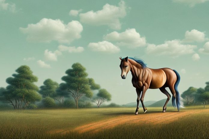 A brumby horse in a rural landscape in limpopo