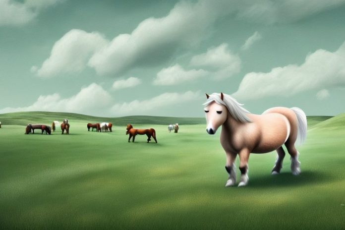 A shetland pony in a rural setting