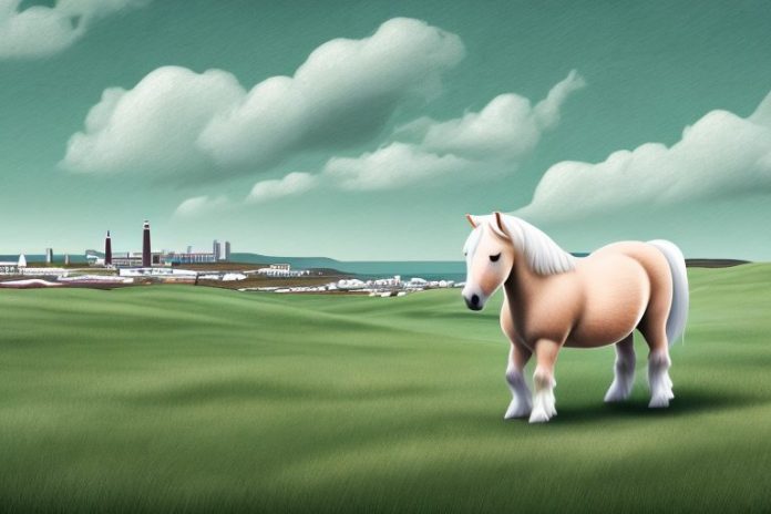 A shetland pony in a rural setting