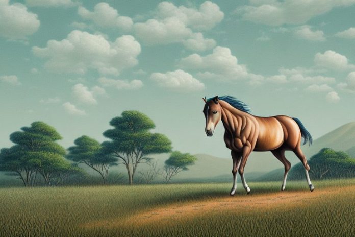 A brumby horse in a rural landscape in giyani
