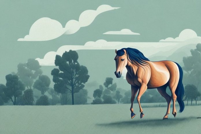 A brumby horse in a scenic landscape in middelburg