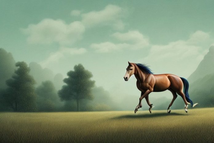A brumby horse in a rural landscape