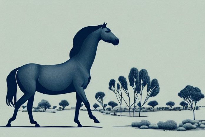 A brumby horse in the landscape of upington