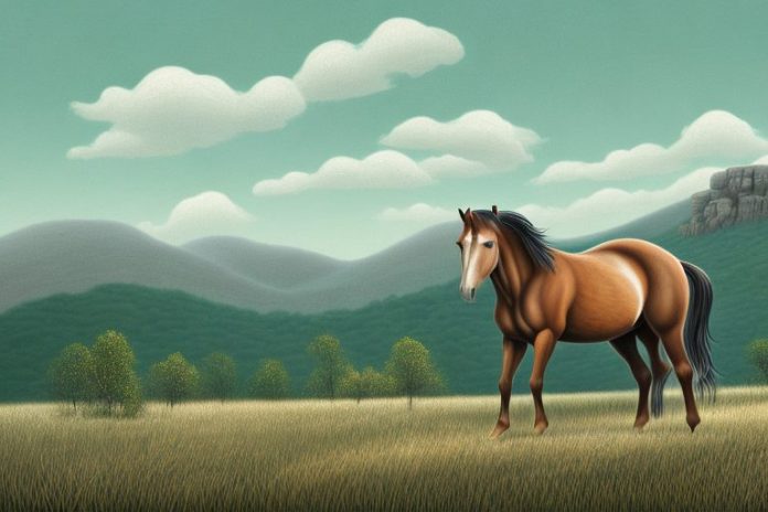 A brumby horse in a rural landscape