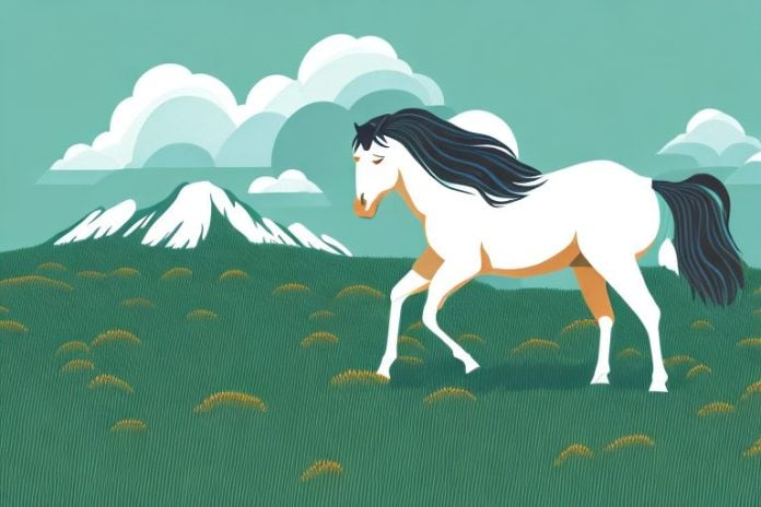 A wild brumby horse in its natural environment
