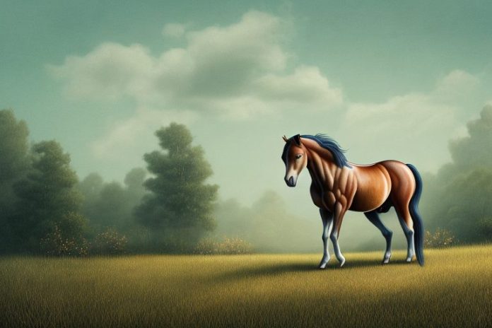 A brumby horse in a rural landscape
