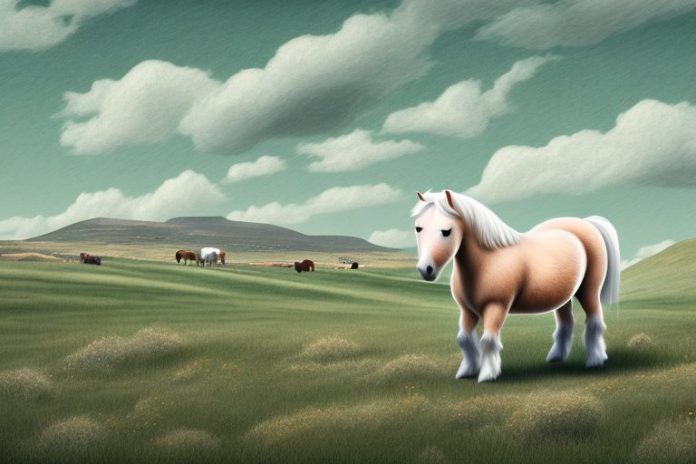 A shetland pony in a rural setting