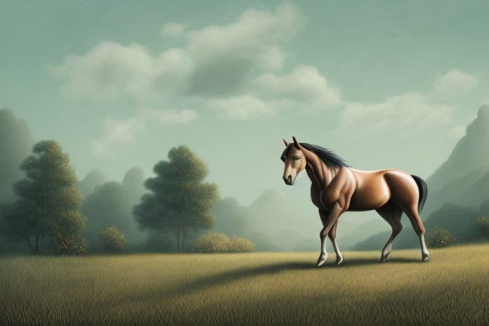 A brumby horse in a rural landscape in brits