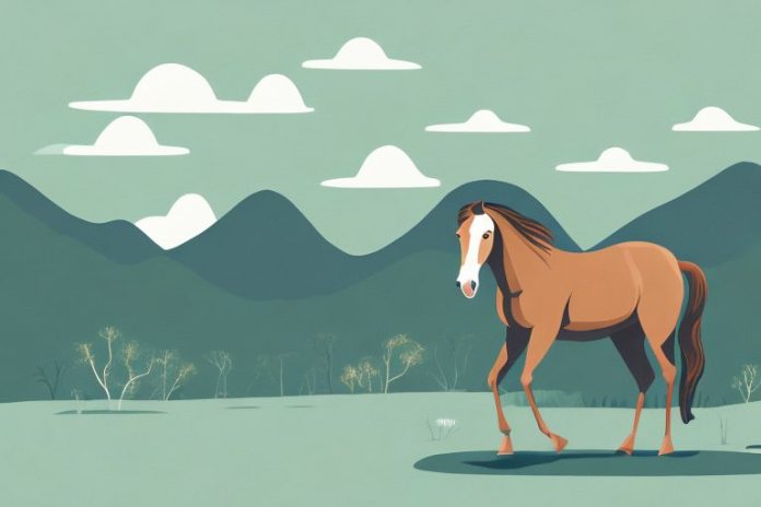 A brumby horse in a scenic landscape of hartbeespoort