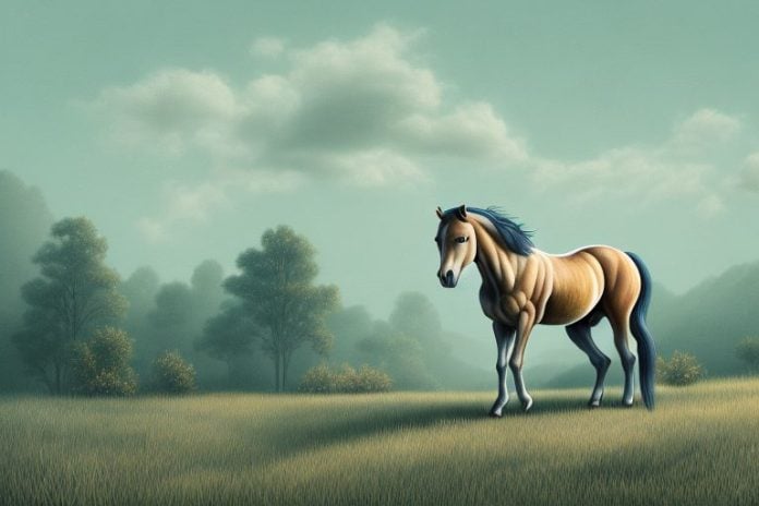 A wild brumby horse in a lichtenburg landscape