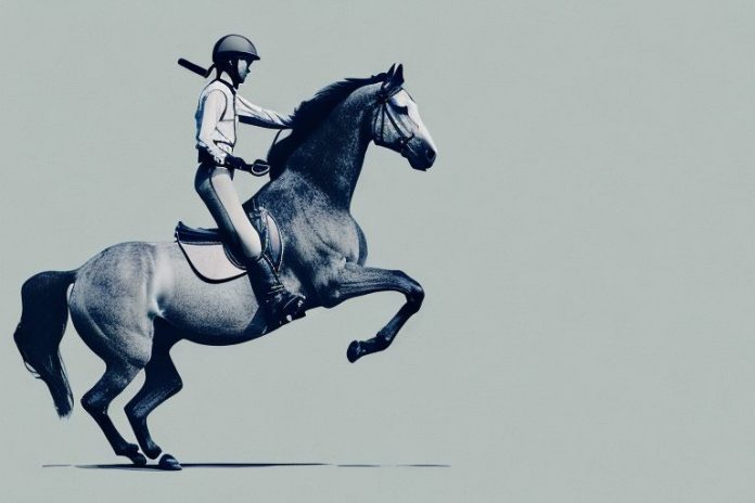 A horse and rider galloping through the stellenbosch countryside