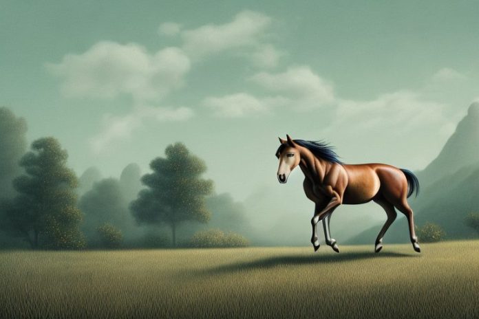 A brumby horse in a rural landscape