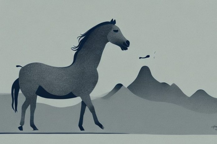 A brumby horse in the landscape of paarl