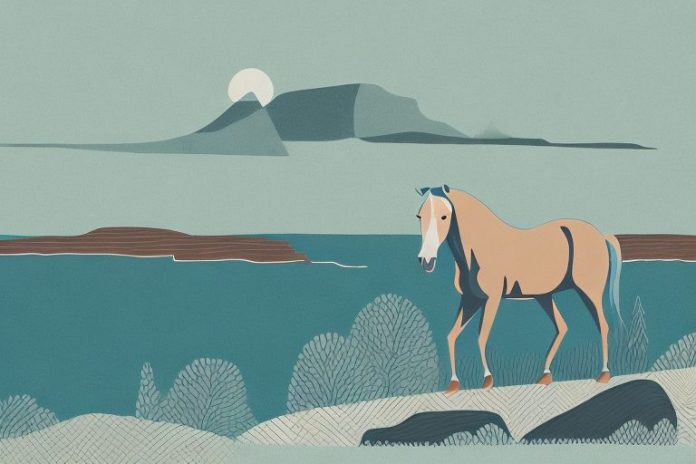 A brumby horse in the landscape of mossel bay
