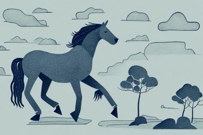 A brumby horse galloping through the landscape of simon's town