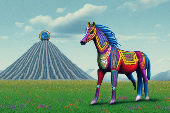 An azteca horse standing in a field in ladysmith