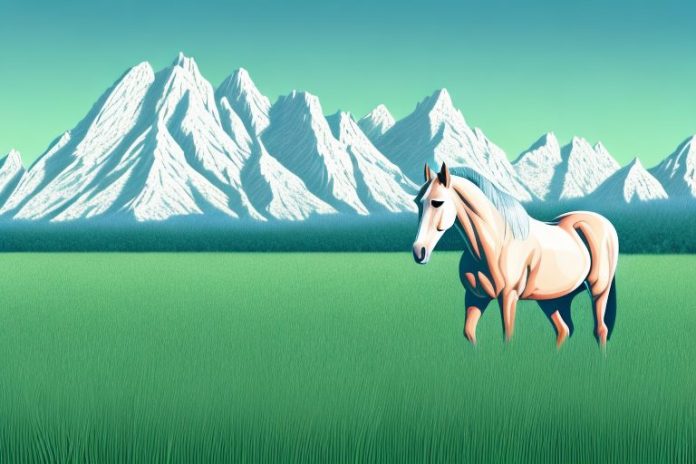 A horse in a field of tall grass
