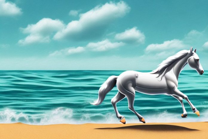 A horse galloping along a beach in ballito