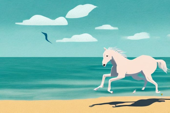A horse galloping through a beach landscape in port elizabeth