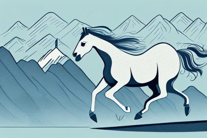 A majestic horse galloping through a picturesque landscape of queenstown