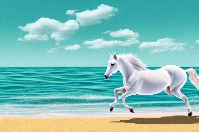 A horse galloping along a beach in port alfred