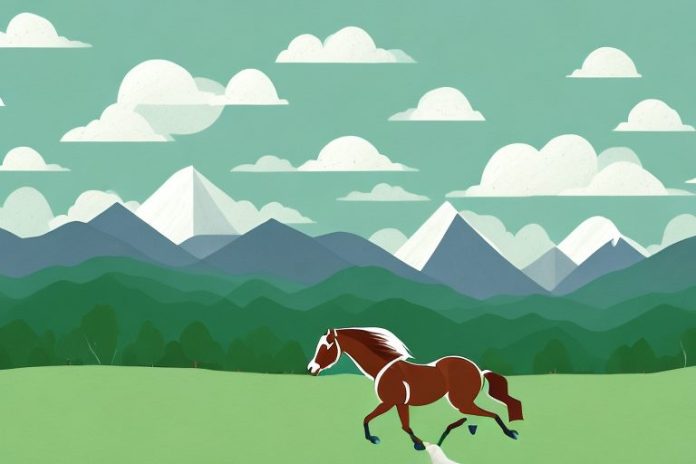 A horse galloping through a virginia landscape