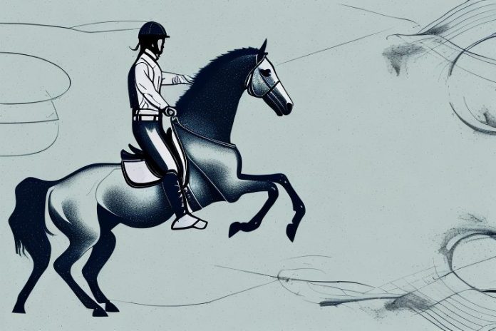 A horse and rider galloping through a gauteng landscape