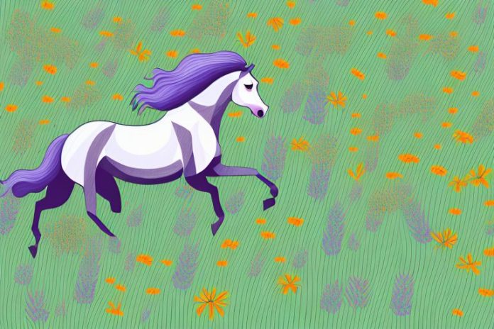 A horse galloping through a field of wildflowers in pretoria