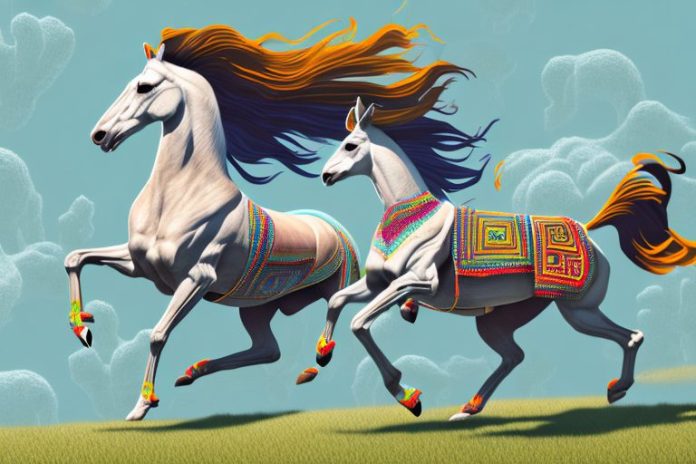 A majestic azteca horse galloping through the countryside of greater pretoria
