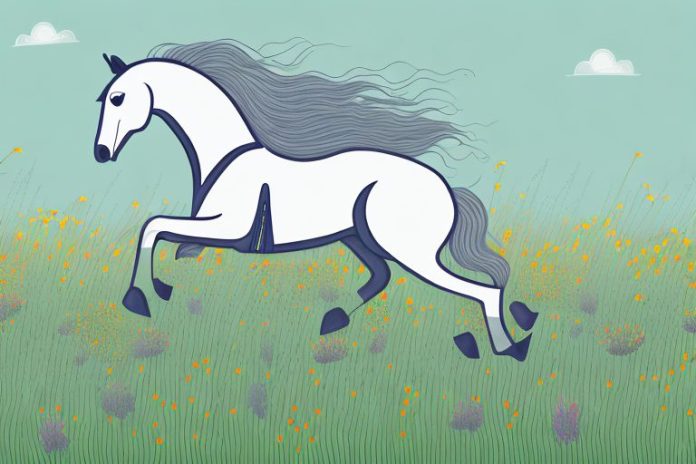 A horse galloping through a field of wildflowers