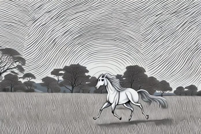 A horse galloping through a rural landscape in giyani