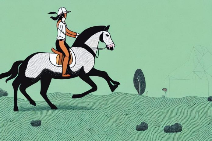 A horse and rider galloping through a grassy landscape in modimolle