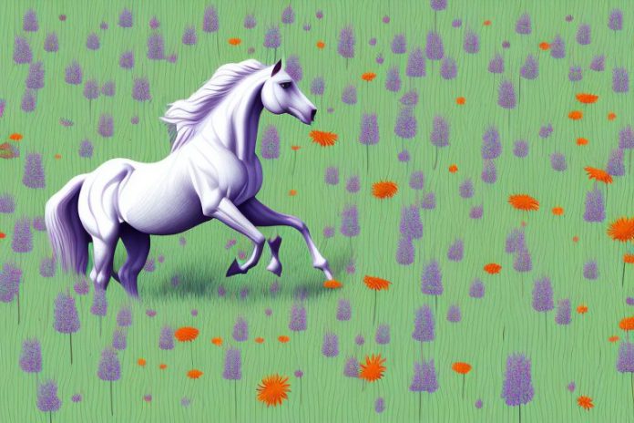 A horse galloping through a field of wildflowers in somerset west
