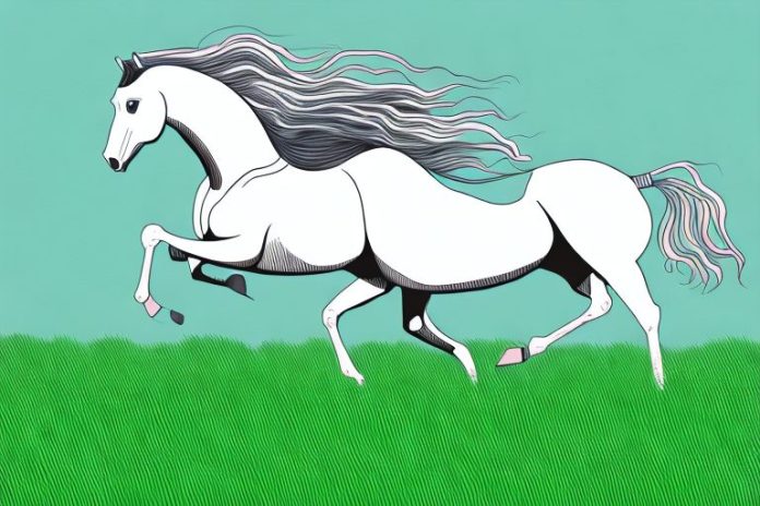A horse galloping through a grassy field in bela-bela